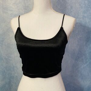 🌟3for$15🌟 ROMWE Elegant Black Velvety Cropped Camisole Top Scoop Neck Layering